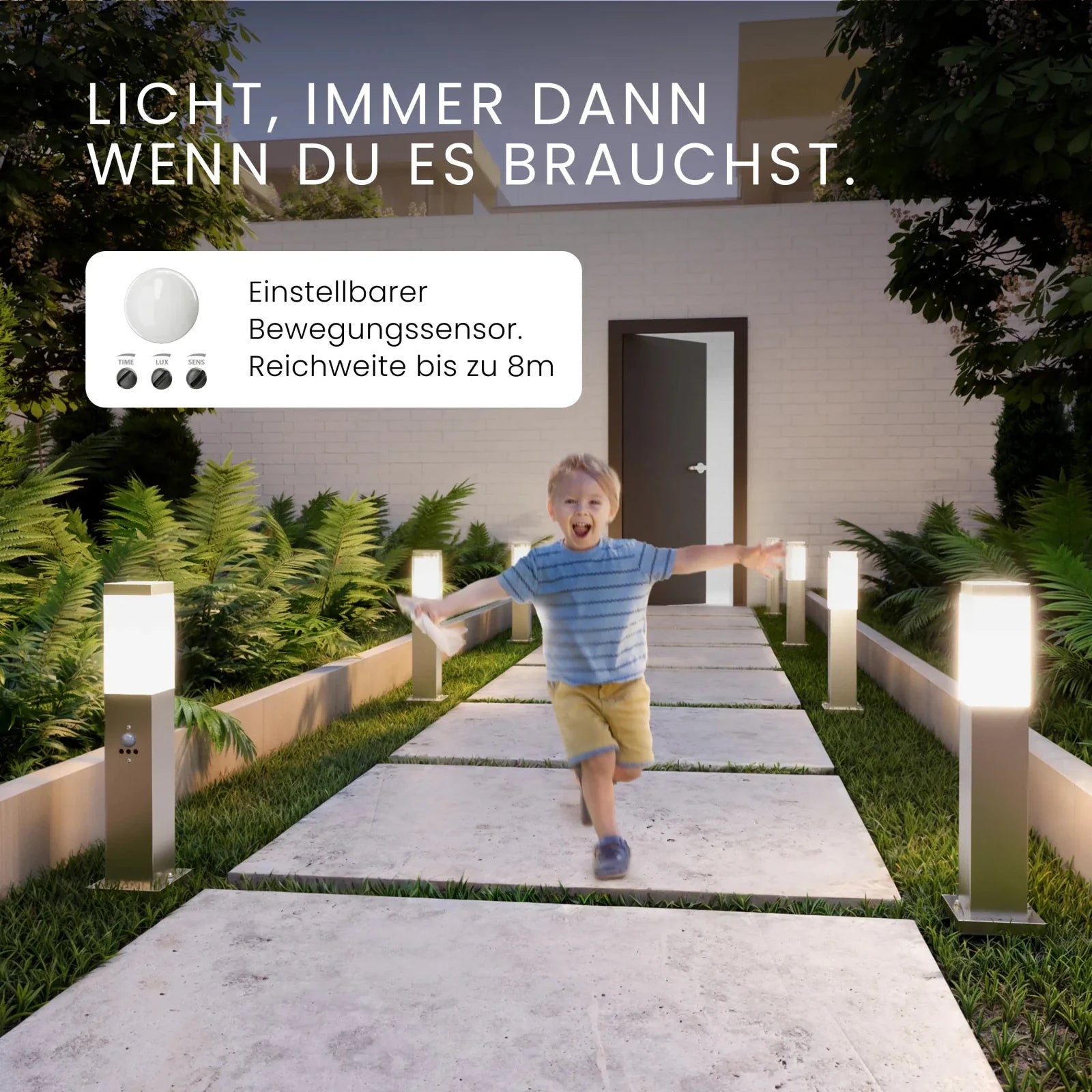Wegeleuchte TAVO mit Sensor Vernetzung mehrerer Leuchten