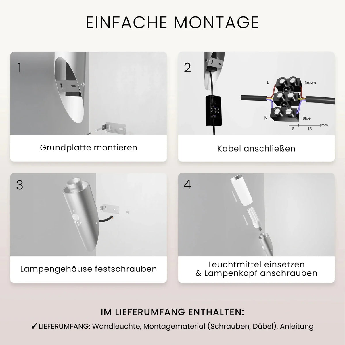 Wandleuchte WAVO mit Bewegungssensor 8m, IP44, Edelstahl