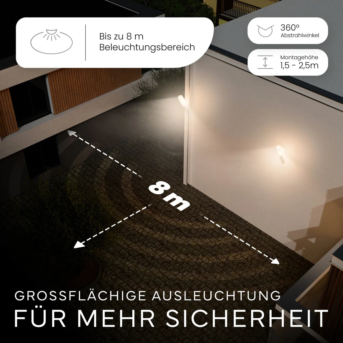 Wandleuchte WAVO Fackeloptik 360°, IP44