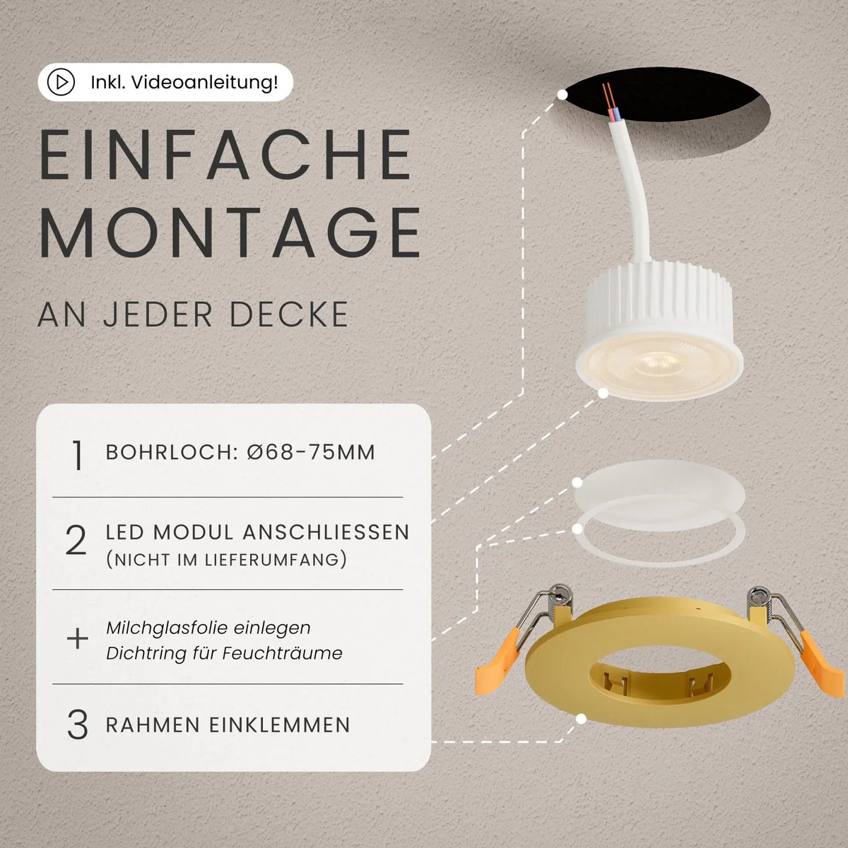 Einbaustrahler NUA ohne Leuchtmittel, IP44