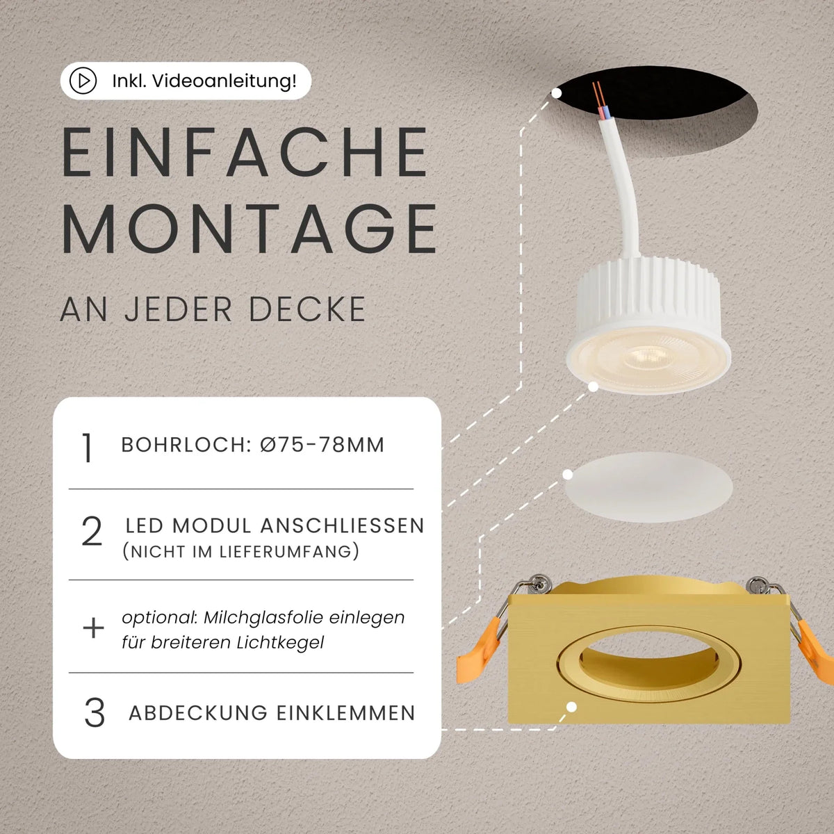 Einbaustrahler TEO schwenkbar, ohne Leuchtmittel, GU10