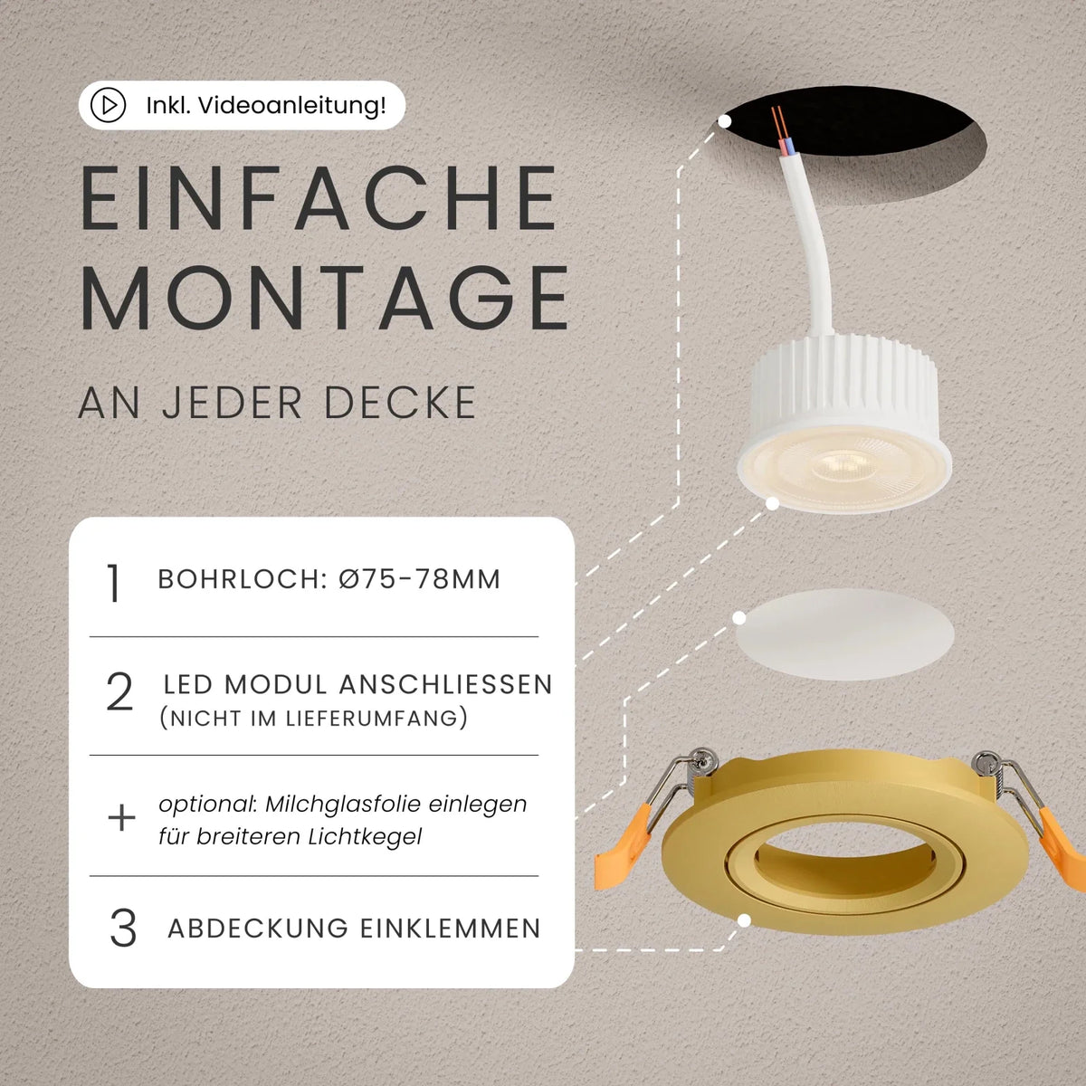 Einbaustrahler NUO schwenkbar, ohne Leuchtmittel
