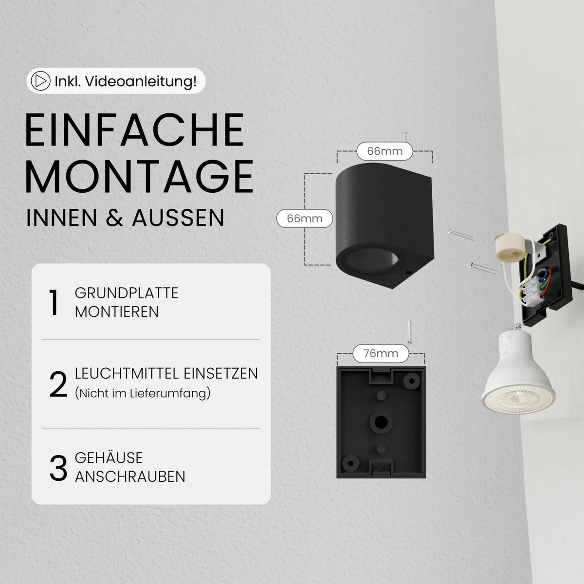 Wandleuchte VAYA bei Nacht leuchtend