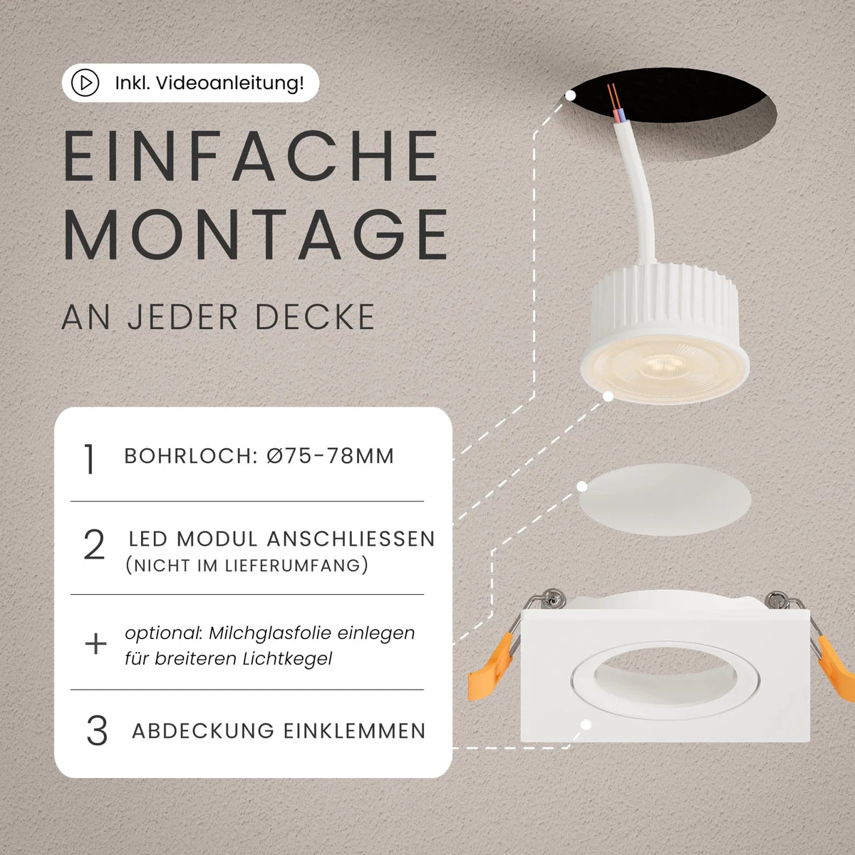 Einbaustrahler TEO ohne Leuchtmittel in Küche montiert