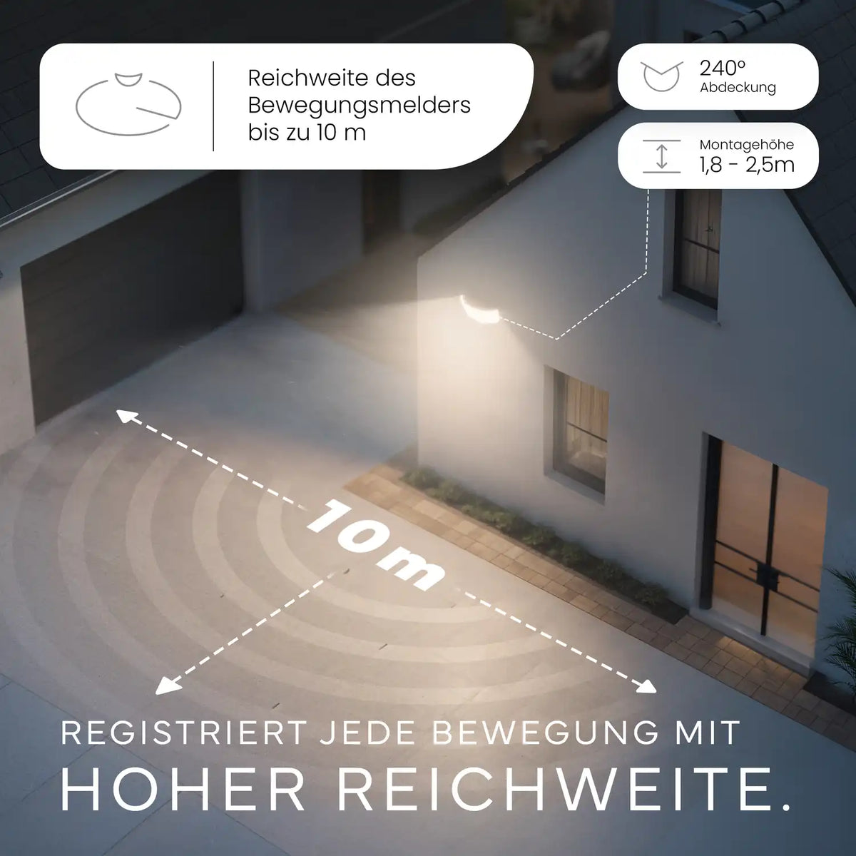 Wandleuchte LUMAX DUO mit Sensor am Hauseingang