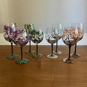 SeasonsGlass Handbemaltes Weinglas Vier Jahreszeiten