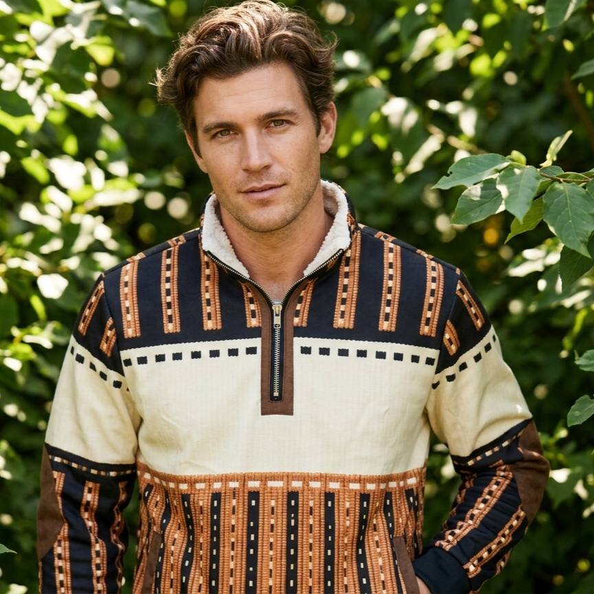 RetroSweatshirt Herren Sweatshirt Mit Halbzipper Stehkragen