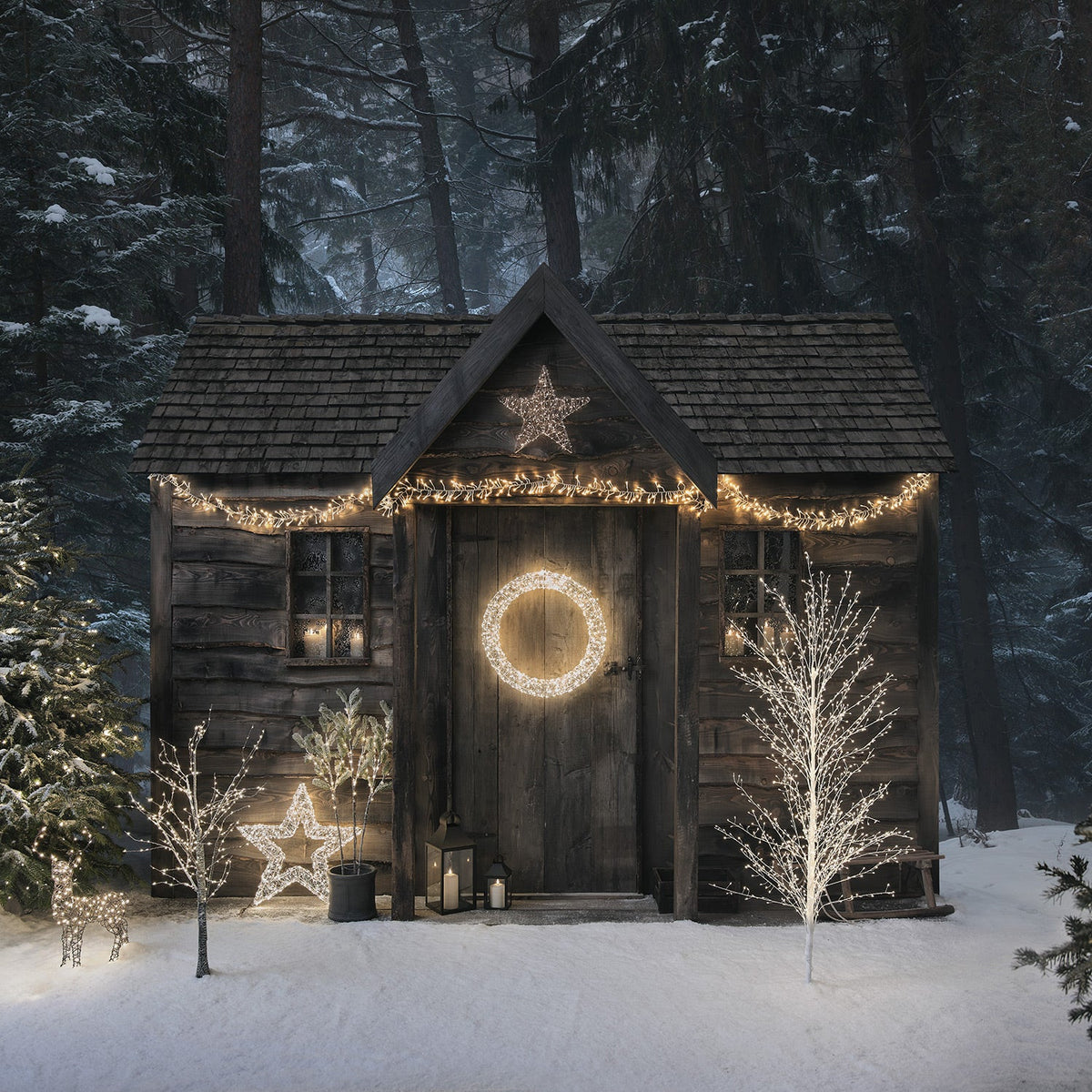 Weißer Draht-Weihnachtsbaum Außen warmweiß – 1,5 m