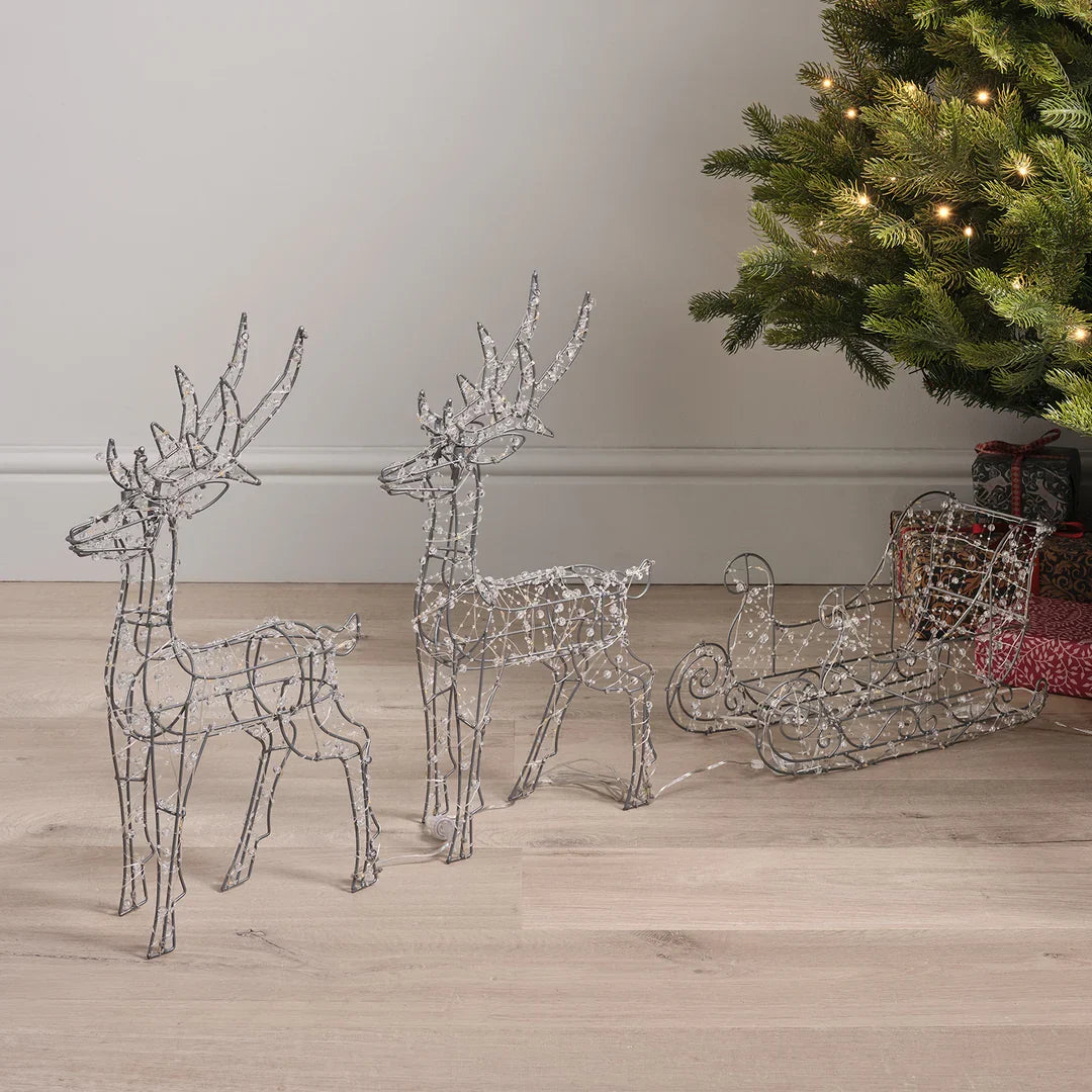 LED-Rentiere mit Schlitten – Weihnachtsdeko Außen 150 LEDs