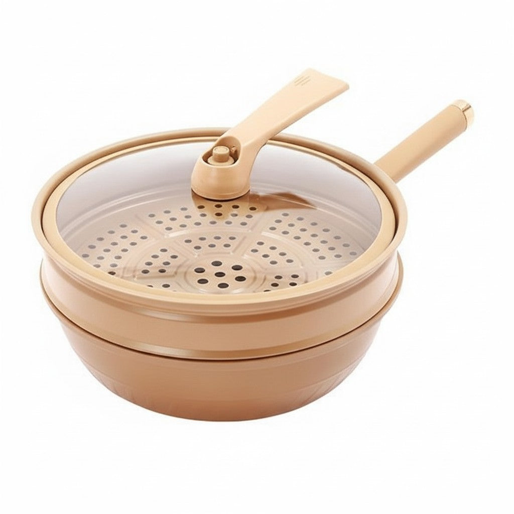 Antihaft-Wok mit Deckel & Dampfkorb
