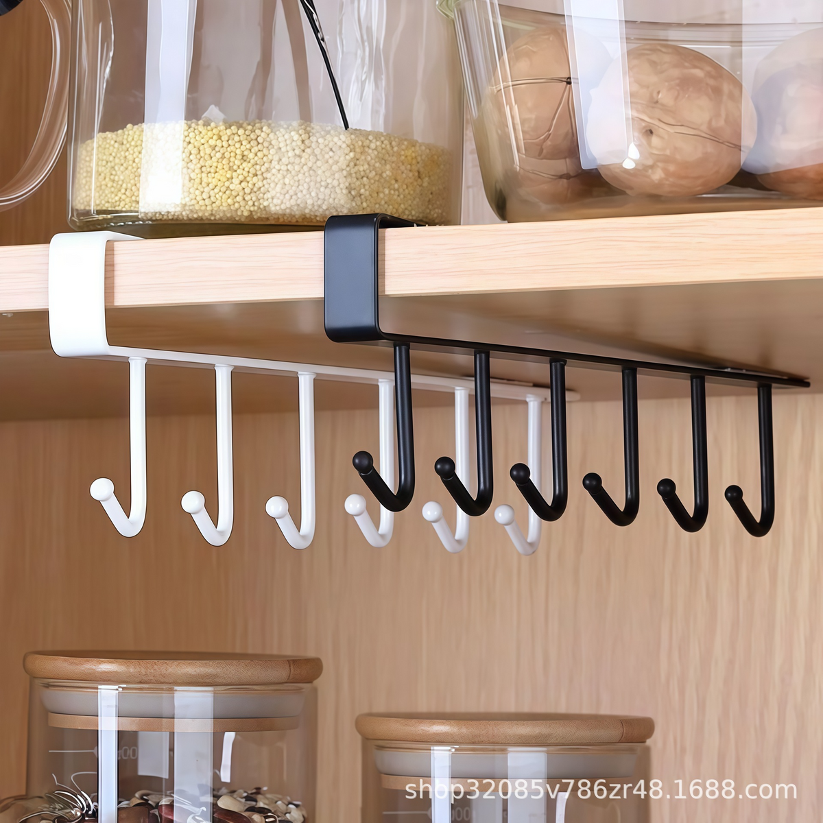 ShelfHooks – Hängeregal mit 6 Haken für Küche und Kleiderschrank, 2er Set