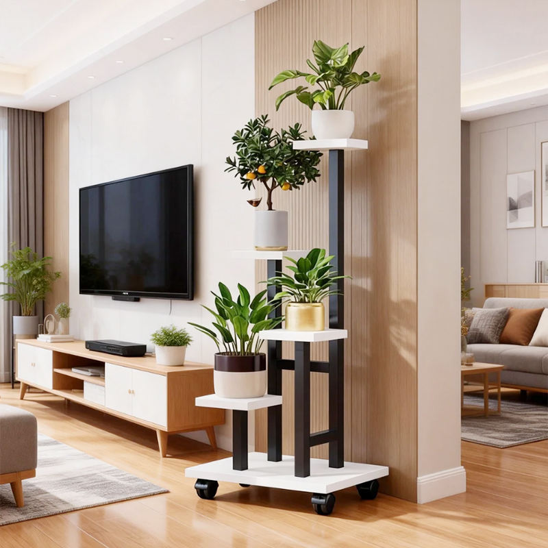 PlantStand Pflanzenständer im Wohnzimmer neben dem TV-Board