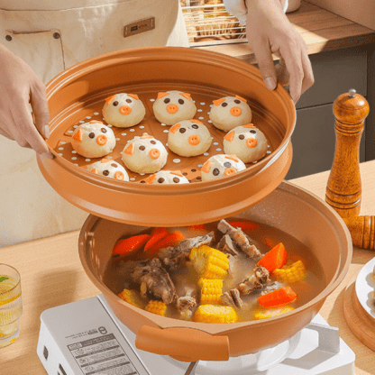 Antihaft-Wok mit Deckel & Dampfkorb