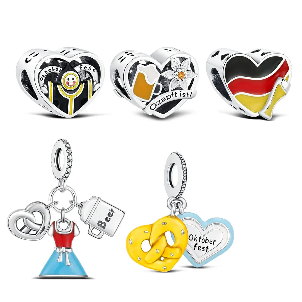 Oktoberfest Schmuck Armbandanhänger Silber, HerzGlanz