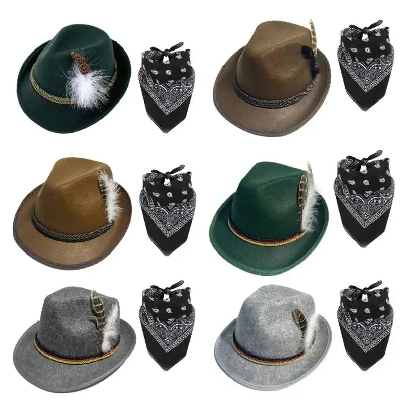 Trachten Accessoire-Set Oktoberfest, Hut & Schal Unisex