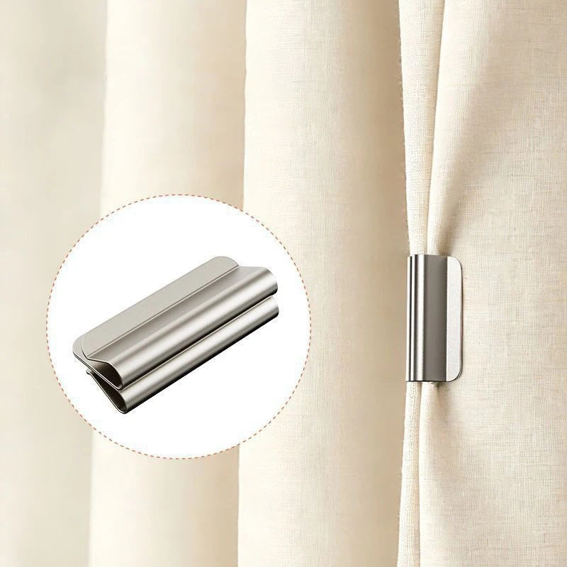 Magnetic curtain tiebacks, drill-free, set of 4