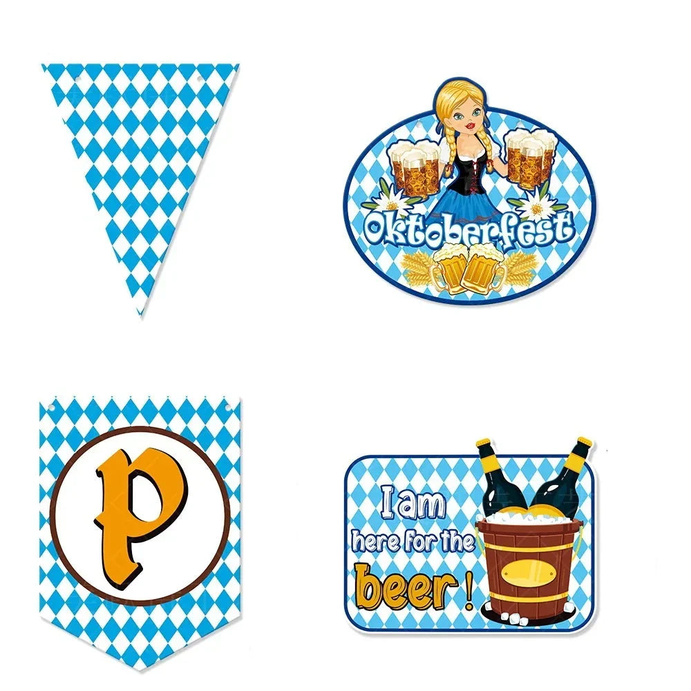 Oktoberfest Wimpelgirlande Papier, DIY-Set Rautenmuster