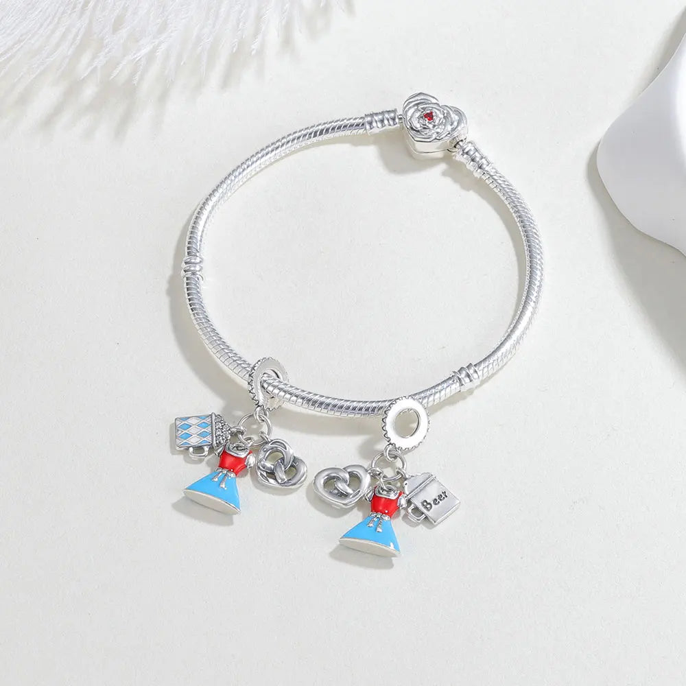 Oktoberfest Schmuck Armbandanhänger Silber, HerzGlanz