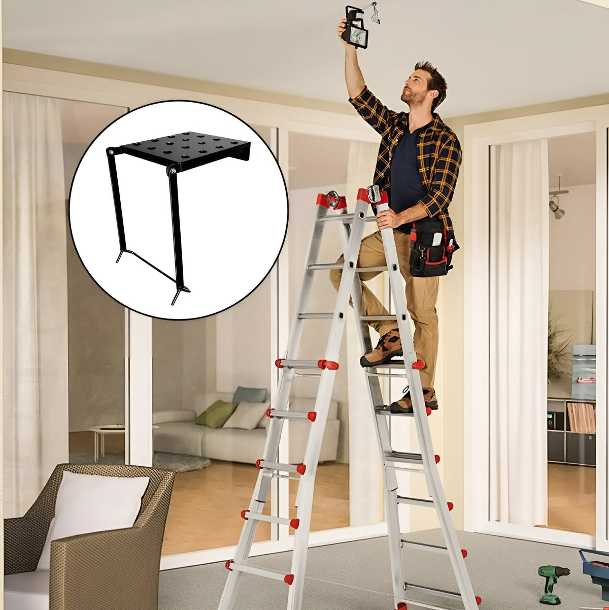 LadderHelper werkzeugfreie Installation auf der Leitersprosse