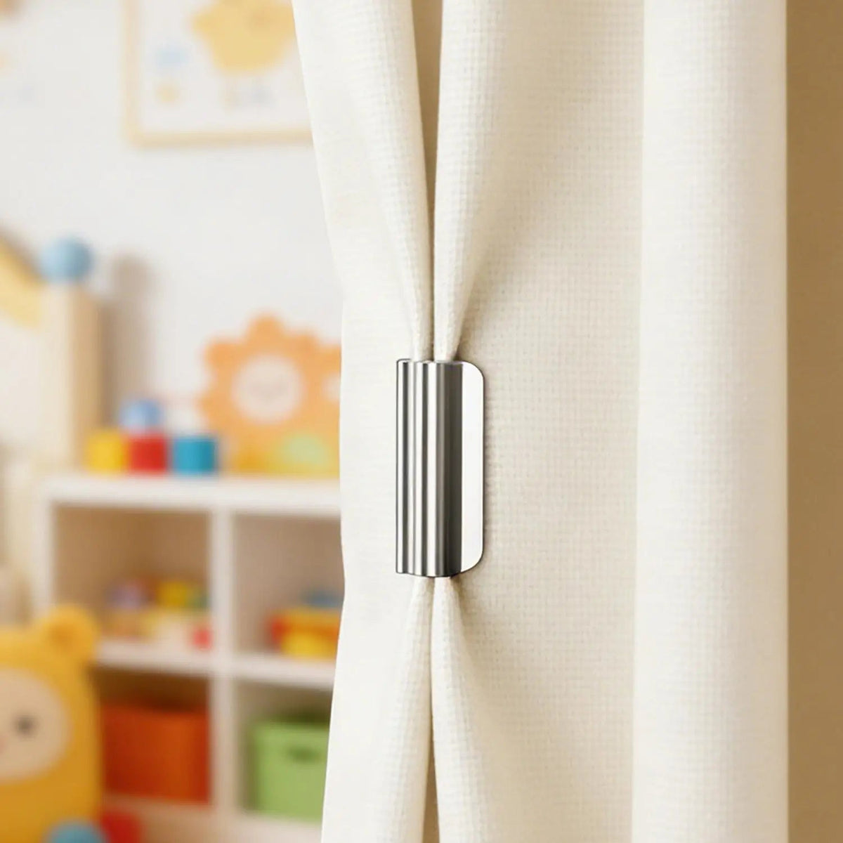 Magnetic curtain tiebacks, drill-free, set of 4