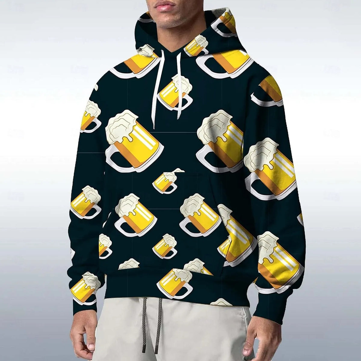 Oktoberfest Hoodie Oversize 3D Bierkrug-Print, Unisex S-6XL
