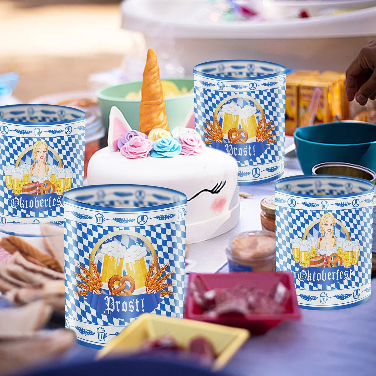 Oktoberfest Tisch-Laternen Set, Bierkrug & Brezel 24-teilig