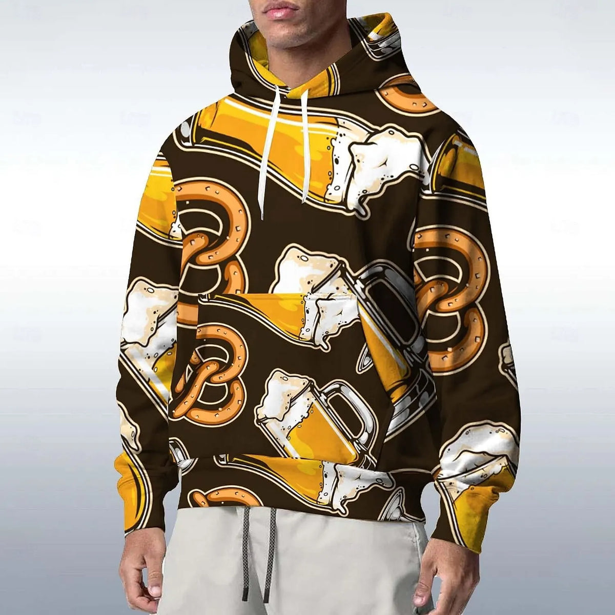 Oktoberfest Hoodie Oversize 3D Bierkrug-Print, Unisex S-6XL