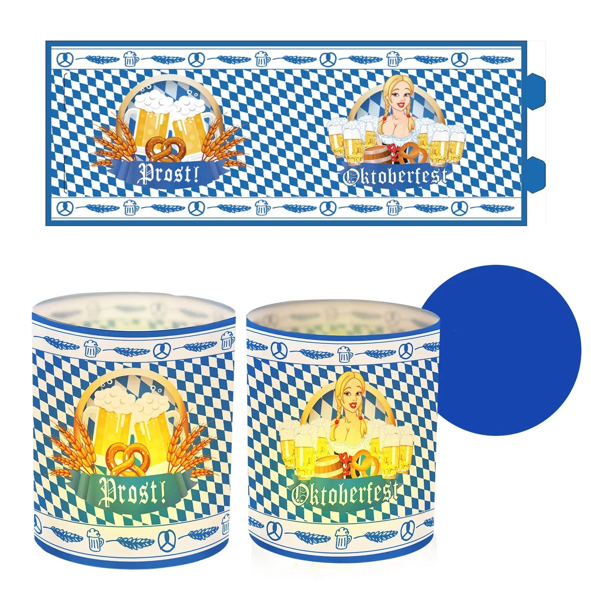 Oktoberfest Tisch-Laternen Set, Bierkrug & Brezel 24-teilig