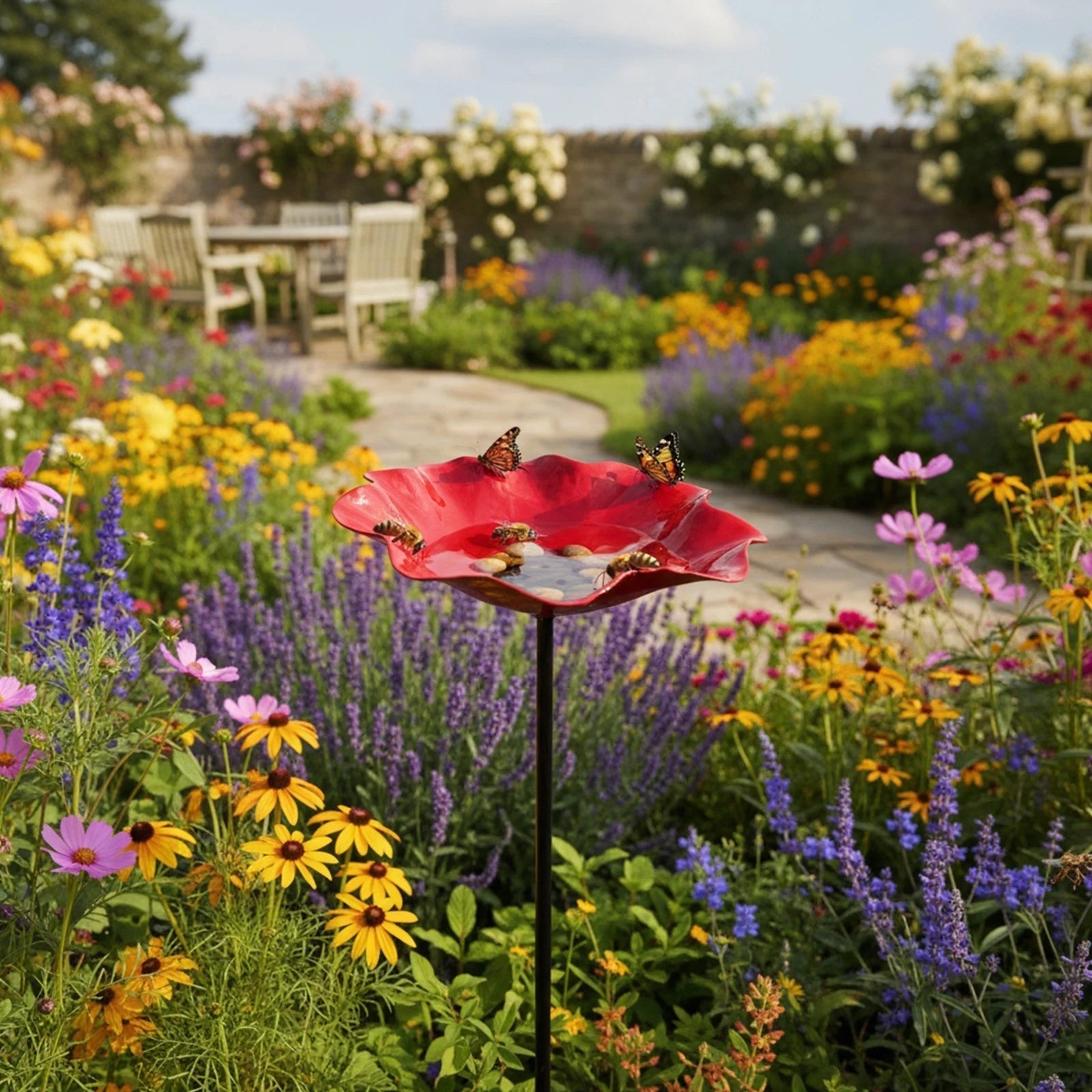 Blumenförmige Vogeltränke für Garten & Balkon
