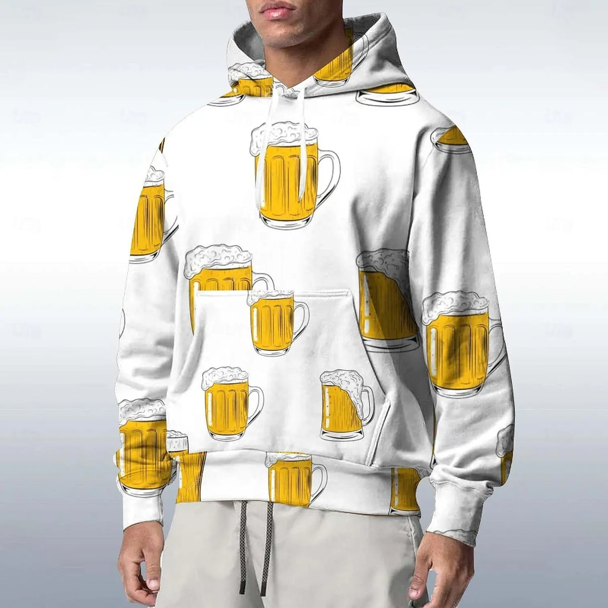 Oktoberfest Hoodie Oversize 3D Bierkrug-Print, Unisex S-6XL