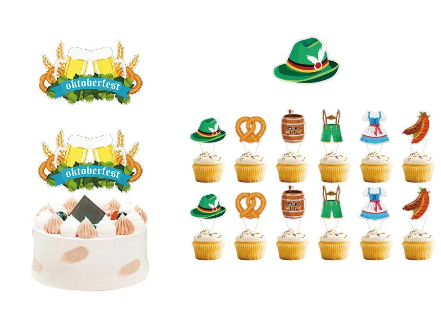 Oktoberfest Party-Deko Set, Banner Ballons Cake Topper