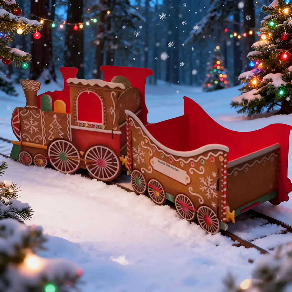 Weihnachts-Geschenkzug Lebkuchen-Design – Personalisierbare Zugdeko