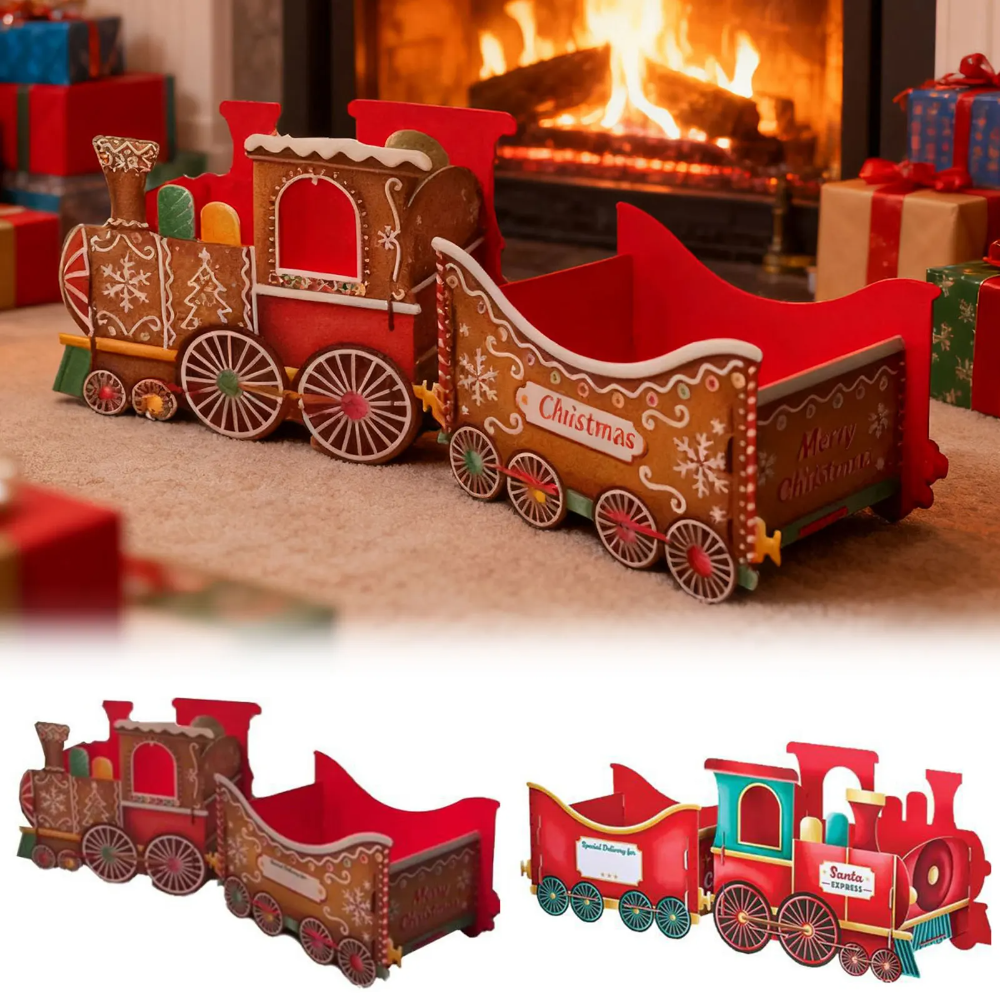 Weihnachts-Geschenkzug Lebkuchen-Design – Personalisierbare Zugdeko