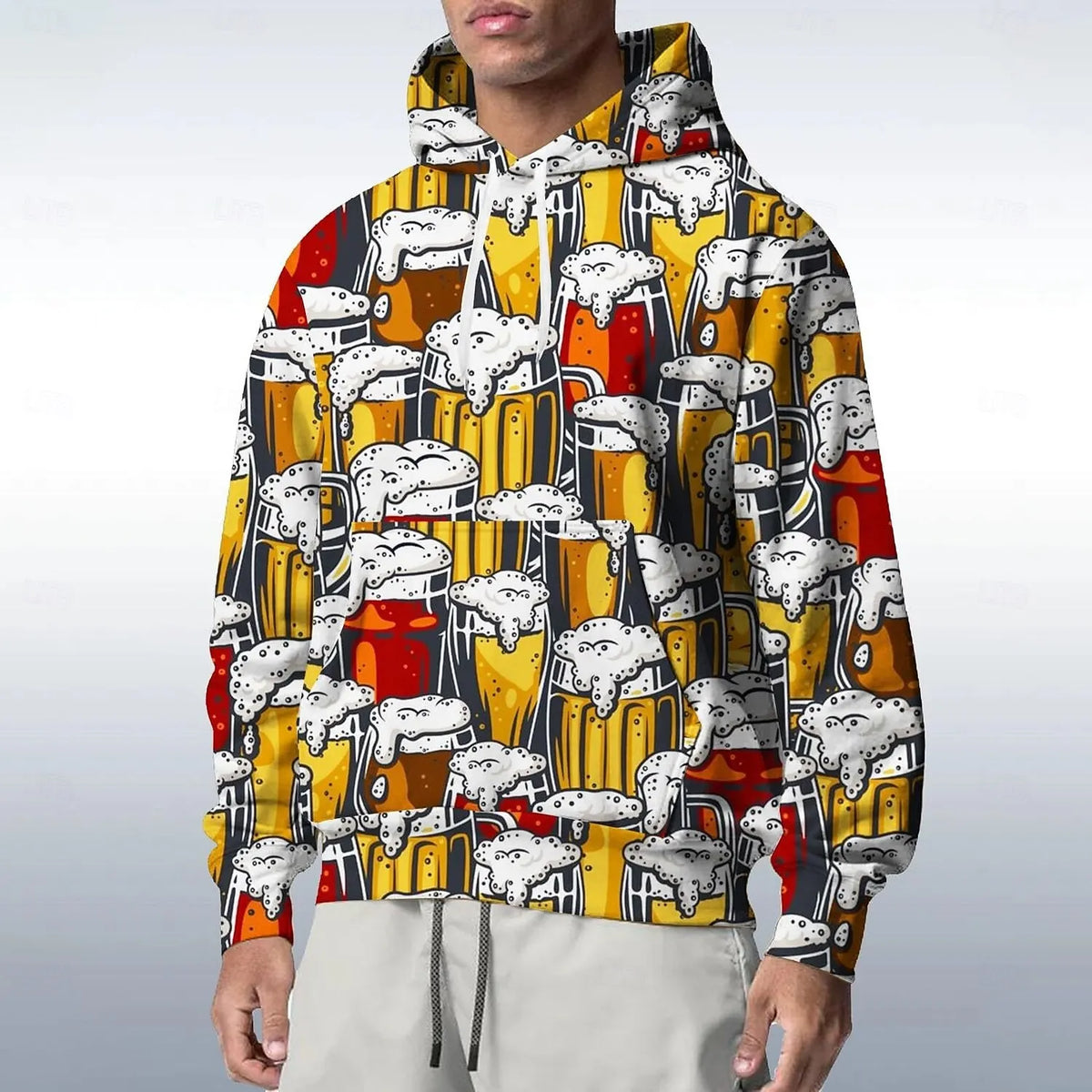 Oktoberfest Hoodie Oversize 3D Bierkrug-Print, Unisex S-6XL