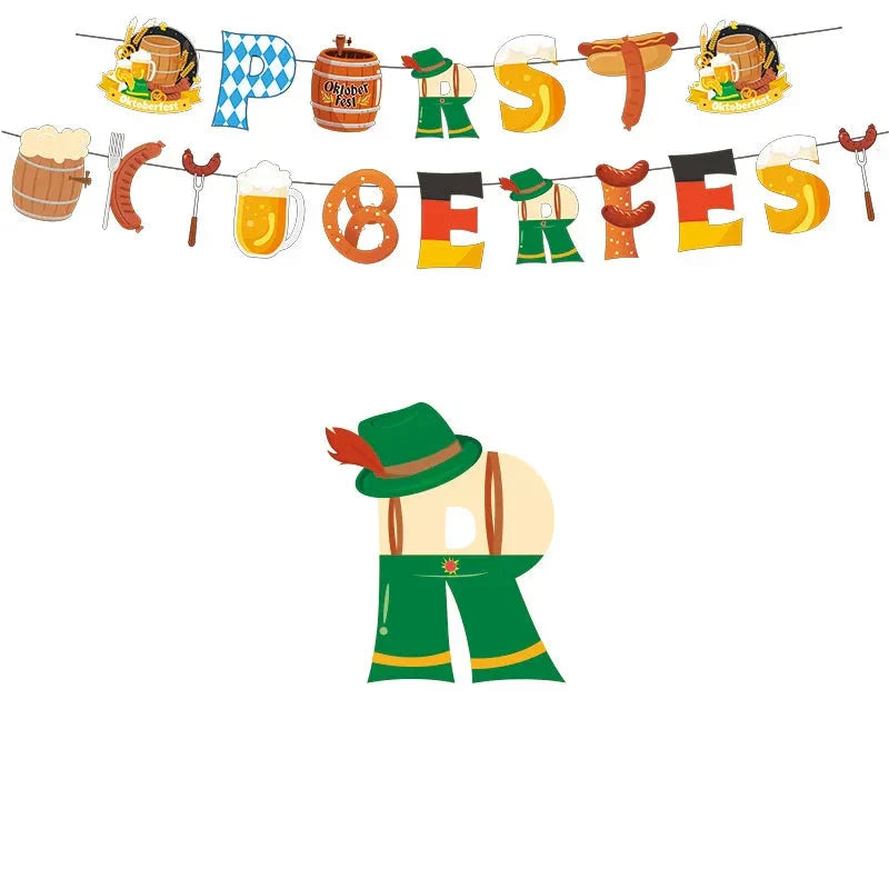 Oktoberfest Party-Deko Set, Banner Ballons Cake Topper
