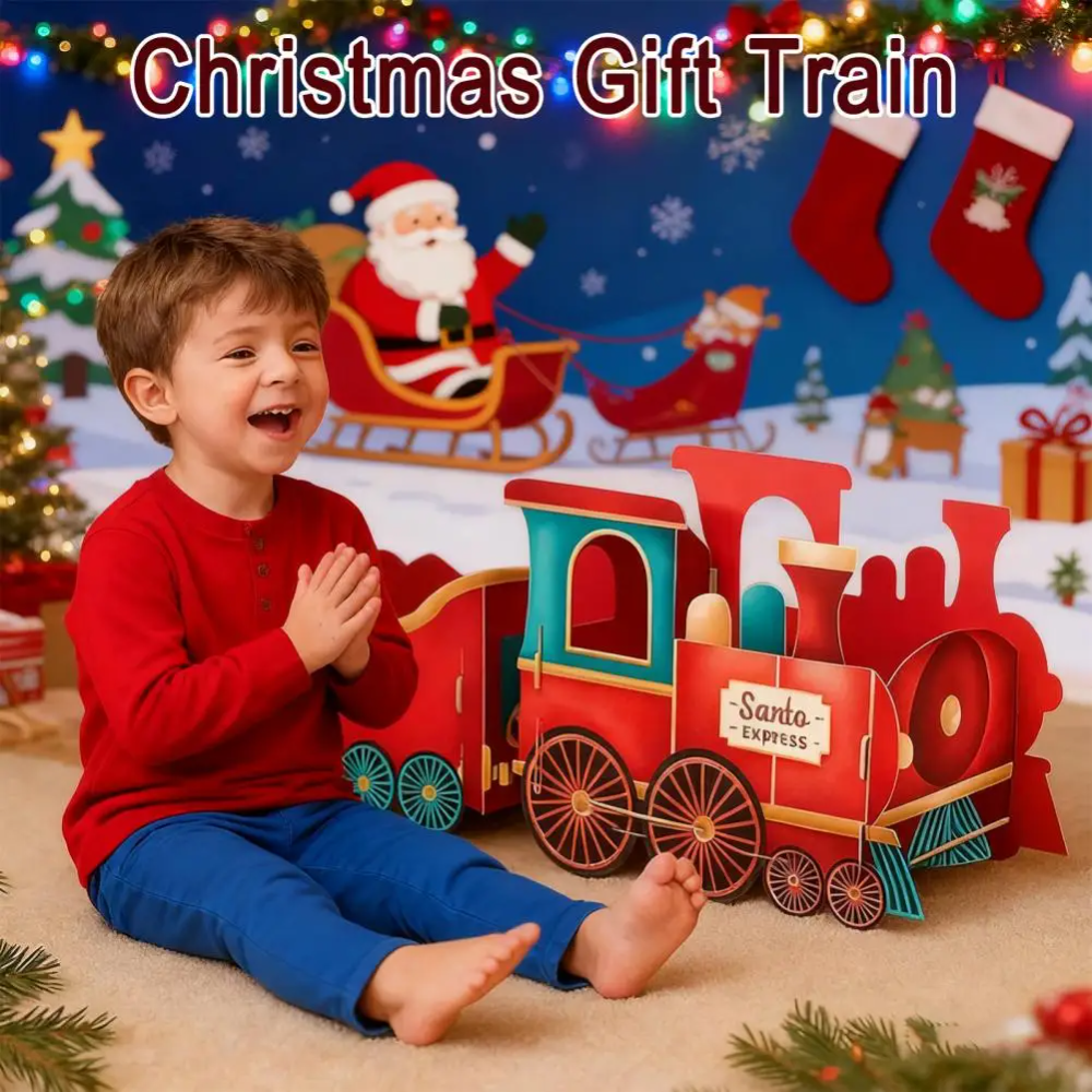 Weihnachts-Geschenkzug Lebkuchen-Design – Personalisierbare Zugdeko