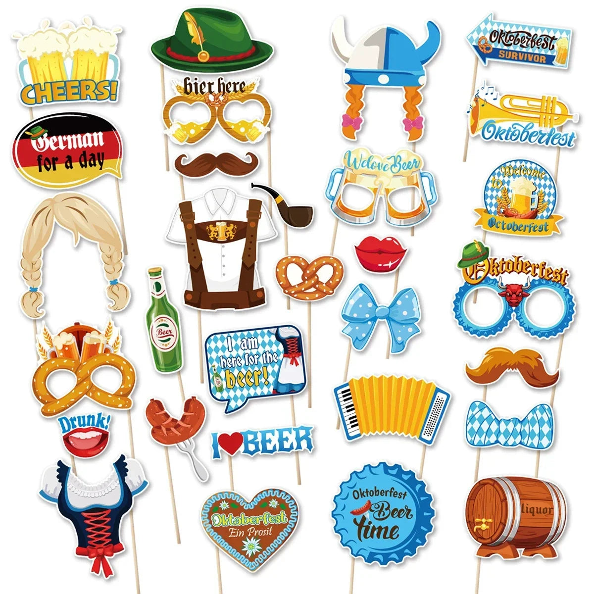 Oktoberfest Foto-Requisiten Set, Photo Booth Props 60-teilig