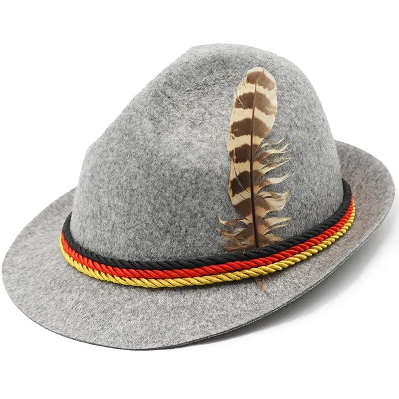 Alpenhut mit Feder Oktoberfest, Trachtenhut Filz Damen Herren
