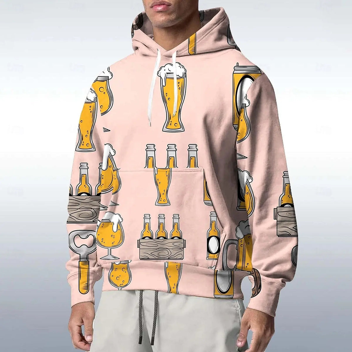 Oktoberfest Hoodie Oversize 3D Bierkrug-Print, Unisex S-6XL