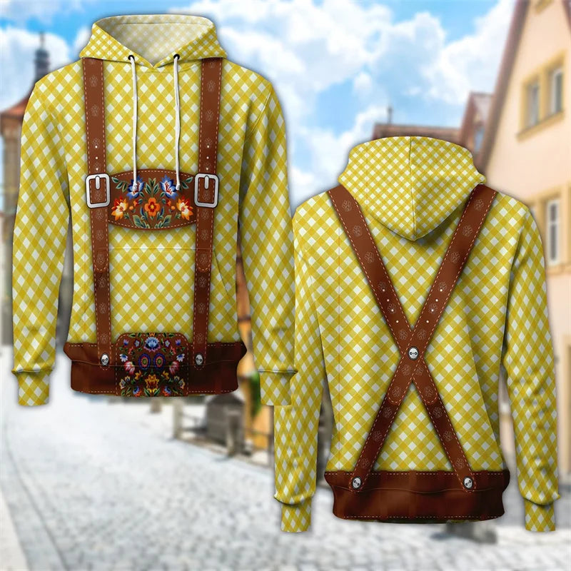 Oktoberfest Hoodie 3D Trachten Bierkrug-Print, Unisex S-6XL
