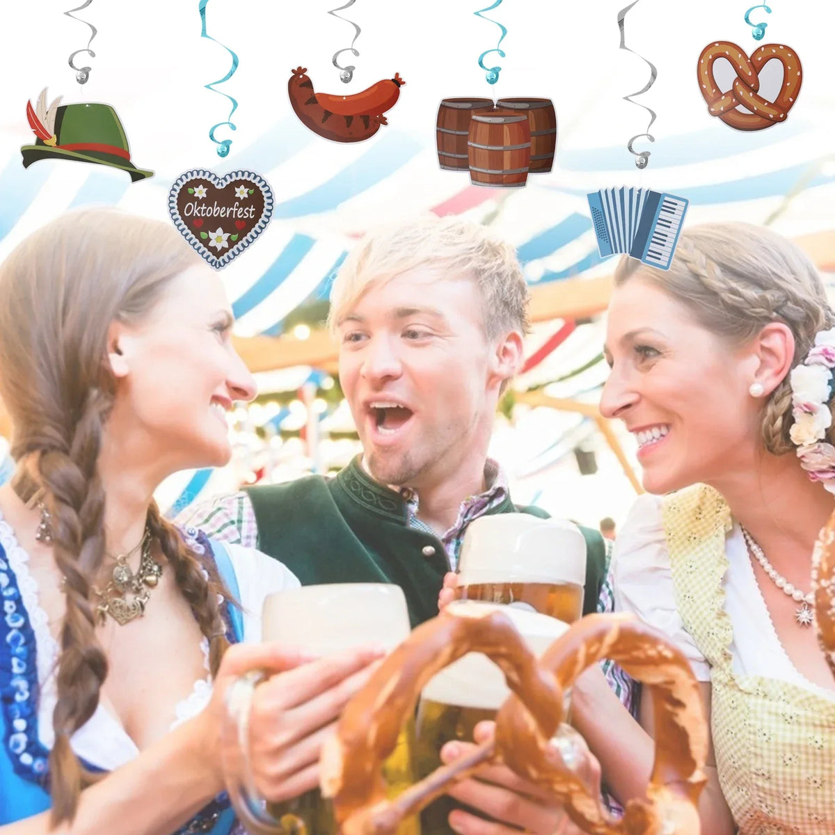 Oktoberfest Hängedekoration Set FestWirbel, 60-teilig