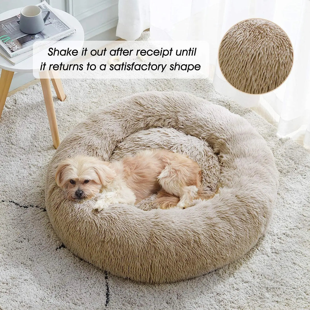 FurryBed Haustierbett Rund, Beruhigend und Waschbar