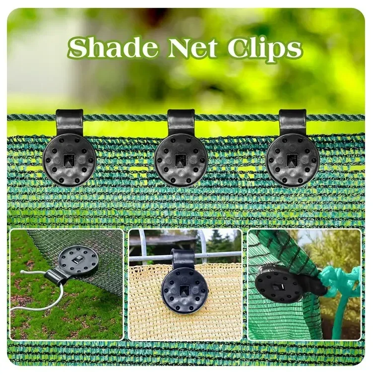 ShadeClips Mehrfachnutzung an Rasen und Zaun