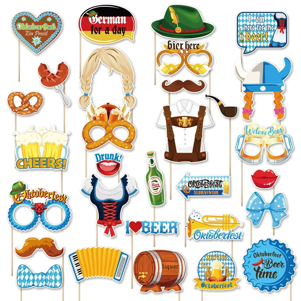 Oktoberfest Foto-Requisiten Set, Photo Booth Props 60-teilig