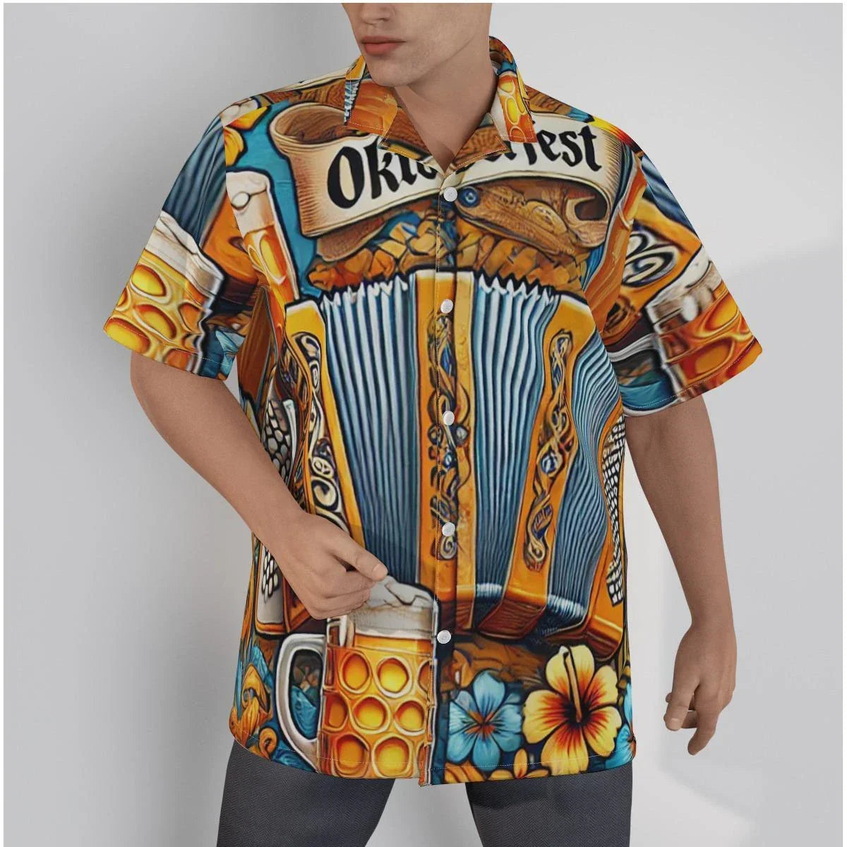Trachtenhemd Herren Oktoberfest, Lederhosen-Look Rautenmuster