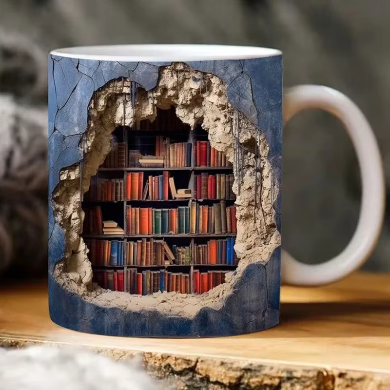 LibraryMug 3D-Bücherstapel-Kaffeetasse