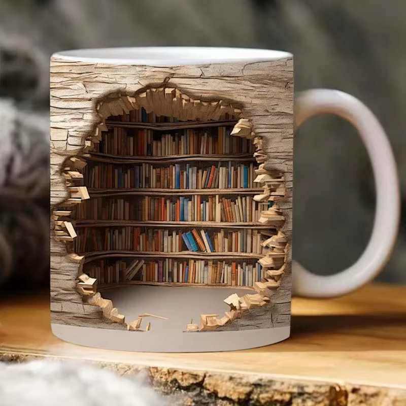 LibraryMug 3D-Bücherstapel-Kaffeetasse