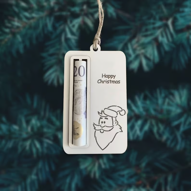 Geldgeschenk-Anhänger aus Holz – Handgefertigte Weihnachtsdeko