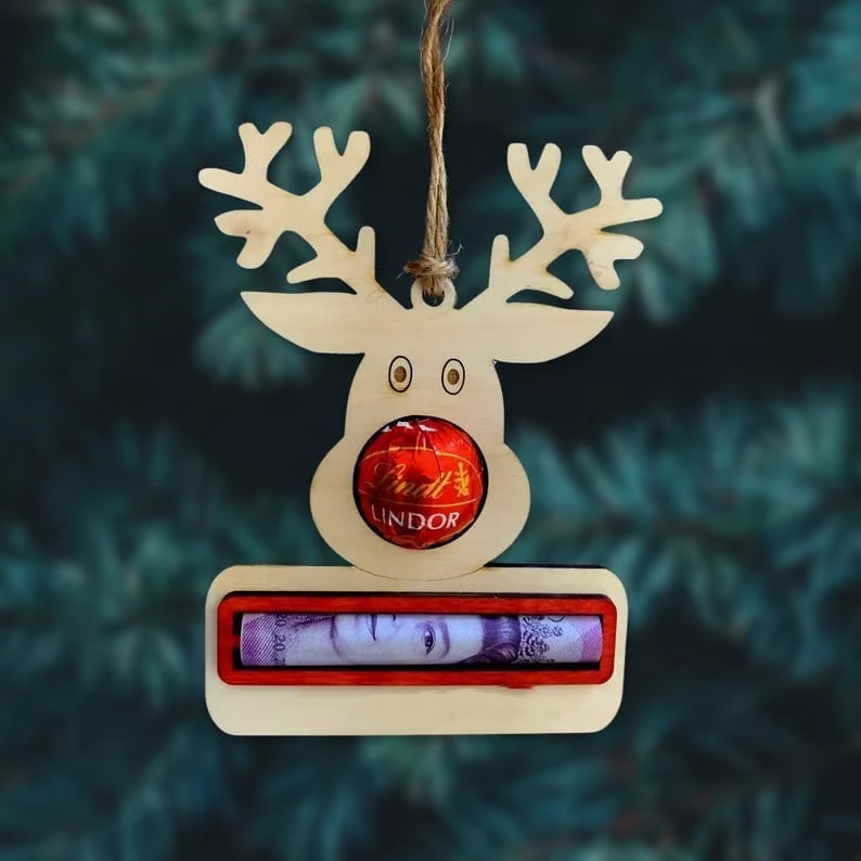 Geldgeschenk-Anhänger aus Holz – Handgefertigte Weihnachtsdeko