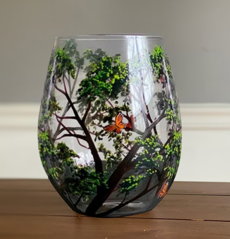 SeasonsGlass Handbemaltes Weinglas Vier Jahreszeiten